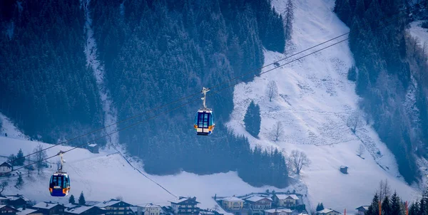 Skilifte Der Wintersportregion Bad Gastein Österreichische Alpen Stockbild