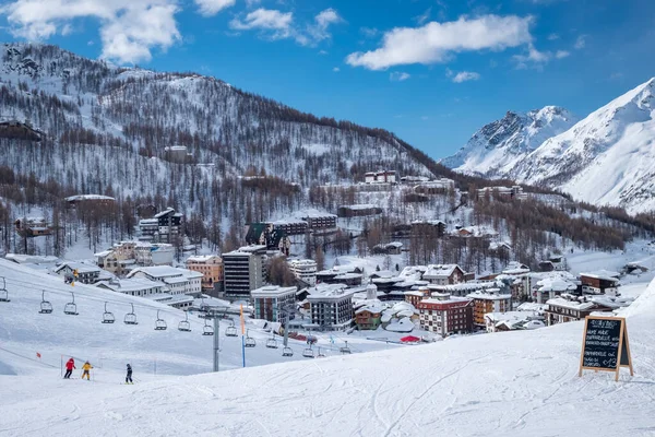 Panorama Des Skigebiets Cervinia Cervinia Italien Schöne Landschaft Den Alpen lizenzfreie Stockbilder