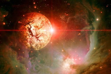 Derin uzayda bir yerde güzel bir galaksi. Kozmik duvar kağıdı. Bu görüntünün elementleri NASA tarafından desteklenmektedir