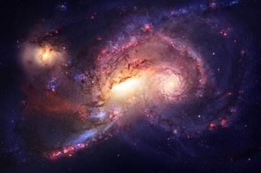 Derin uzayda bir yerde güzel bir galaksi. Kozmik duvar kağıdı. Bu görüntünün elementleri NASA tarafından desteklenmektedir