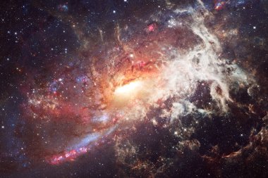 Dış uzayda yıldızları ve galaksileri olan sonsuz evren. Kozmos sanatı. Bu görüntünün elementleri NASA tarafından desteklenmektedir.