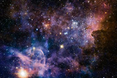 Dış uzayda yıldızları ve galaksileri olan sonsuz evren. Kozmos sanatı. Bu görüntünün elementleri NASA tarafından desteklenmektedir.