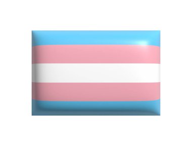 Beyaz arka planda transseksüel gurur bayrağı var. Trans bayrağı. Transseksüel topluluk bayrağı. Çizgi film tasarım ikonu. 3D görüntüleme. Düz yatıyordu