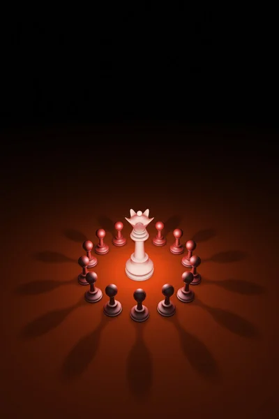 Blooming Queen (métaphore des échecs). Illustration de rendu 3D — Photo
