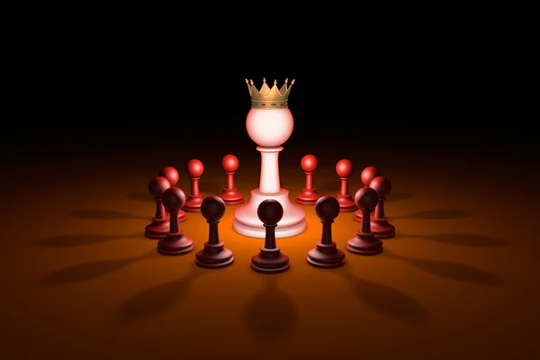 Den nya ledaren (schack metafor). 3D rendering illustration — Stockfoto