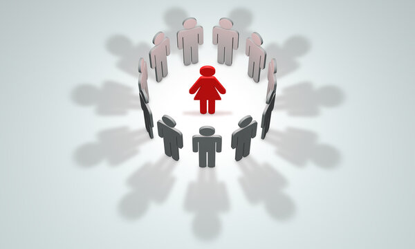 Women-leader (symbolic figures of people). 3D illustration rende