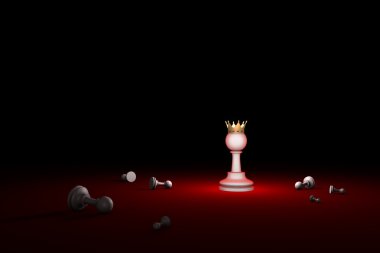 Fight for survival. The last Hero (chess metaphor). 3D render il clipart