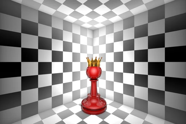 Dream of pawn. Loneliness (gold pawn-chess metaphor). 3D illustr — Stock Photo, Image