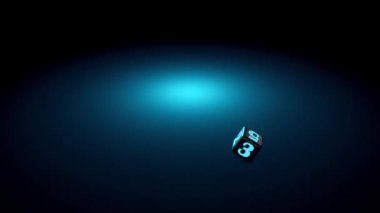 Numeroloji (sayılarla düşen küpler sihirli bir çember oluşturur). Alanın derinliği. Sanatsal koyu turkuaz arka plan. Üç boyutlu animasyon. Quick Time, h264,16-bit renk, en yüksek kalite. Rengin pürüzsüz derecelendirmesi, bant etkisi olmadan.