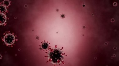 Coronavirus saldırısı. Çevrede grip virüsleri var. (SARS-CoV-2, Covid-19, Wuhan Coronavirus, 2019nCoV, SARS-CoV, MERS-CoV). Üç boyutlu animasyon. Quick Time, H264, 16-bit renk, en yüksek kalite. Rengin pürüzsüz derecelendirmesi, bant etkisi olmadan.