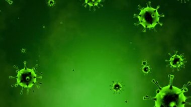 Virüs saldırısı. Çevrede grip virüsleri var. (SARS-CoV-2, Covid-19, Wuhan Coronavirus, 2019nCoV, SARS-CoV, MERS-CoV). Alt görüntü 3D animasyon. Quick Time, h264,16-bit renk, en yüksek kalite. Renklerin pürüzsüz derecelendirilmesi, bağlanmadan.