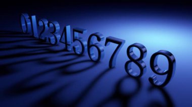 Numeroloji (sayılar hakkında gizli bilgi). Rakamlar sıralı (0123456789). Sanatsal ışıklandırma. Alanın derinliği. Üç boyutlu animasyon. Quick Time, h264,16-bit renk, en yüksek kalite. Rengin pürüzsüz derecelendirmesi, bant etkisi olmadan.