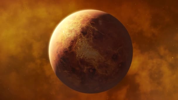 Венера Вращается Вокруг Своей Оси Камера Приближается Поверхности Планеты Звезды — стоковое видео