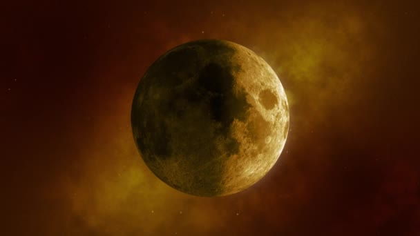 Желтая Луна Цикл Полнолуния Растущая Убывающая Луна Бесшовный Цикл Анимация — стоковое видео