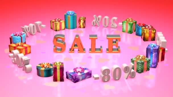 Shopping and gifts Valentines Day (discounts, dumping,%, percentages, purchase, sale) — Stock Video