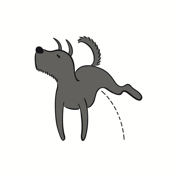 Cão Xixi Engraçado Bonito Cachorrinho Ilustração Vetorial Colorida Desenhada Mão — Vetor de Stock
