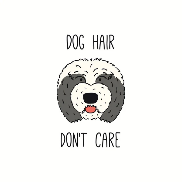 Χαριτωμένο Αστείο Παλιό Αγγλικό Τσοπανόσκυλο Κουτάβι Πρόσωπο Παραθέτω Dog Μαλλιά — Διανυσματικό Αρχείο