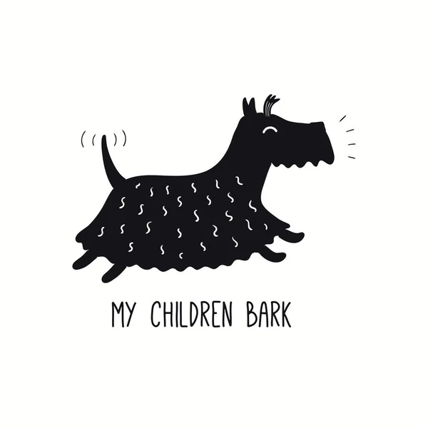 Χαριτωμένο Αστείο Σκωτσέζικο Τεριέ Σκυλί Κουτάβι Τρέχει Παραθέτω Παιδιά Μου — Διανυσματικό Αρχείο