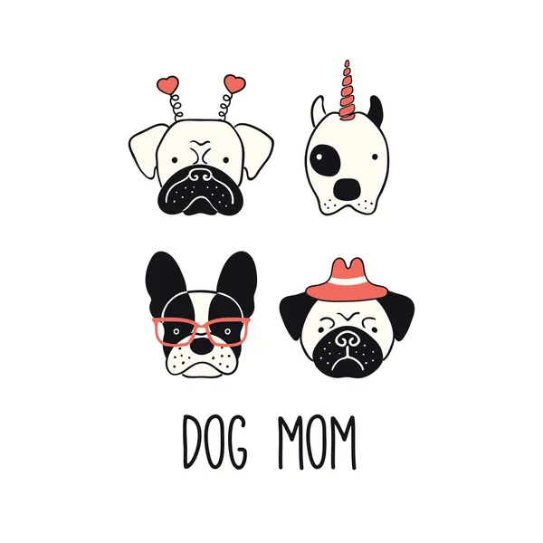 귀엽게 강아지 엄마의 손으로 일러스트는 배경에서 인기있는 디자인 포스터 — 스톡 벡터