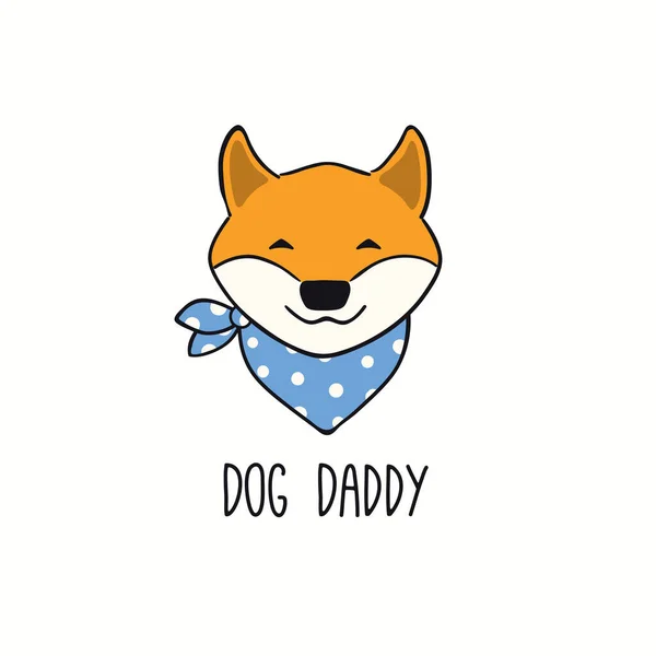 Lindo Perro Divertido Shiba Inu Cara Cachorro Cita Dog Daddy — Archivo Imágenes Vectoriales