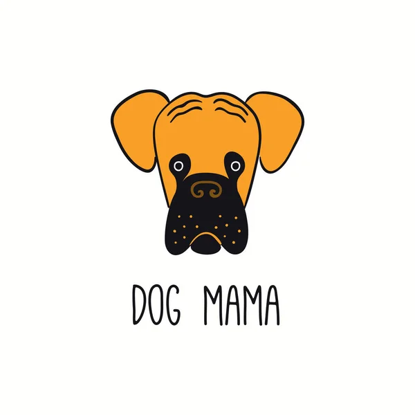 Lindo Perro Boxeador Divertido Cara Cachorro Cita Dog Mama Ilustración — Archivo Imágenes Vectoriales