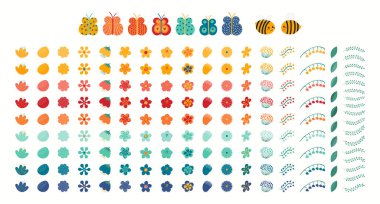 Tropik çiçekler ve yeşillik kolleksiyonu