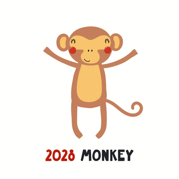 Cute cartoon monkey, Asian zodiac sign, isolated — Vector de stock