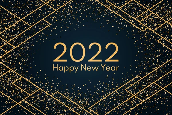 2022 Feliz Ano Novo brilho dourado design art deco —  Vetores de Stock