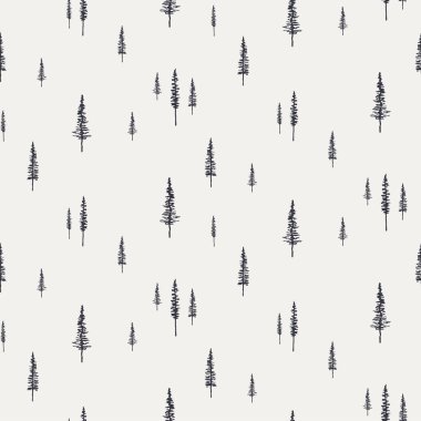 Spruce, fir trees minimal seamless pattern clipart