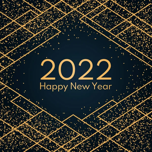 2022 Feliz Ano Novo brilho dourado design art deco —  Vetores de Stock