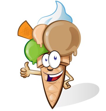 Beyaz arka plan üzerinde izole dondurma çizgi film