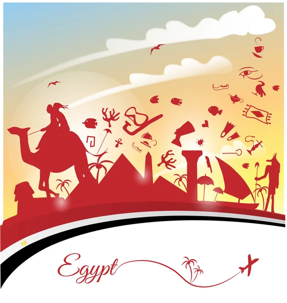 Єгипетський фон з прапором і символом — стоковий вектор