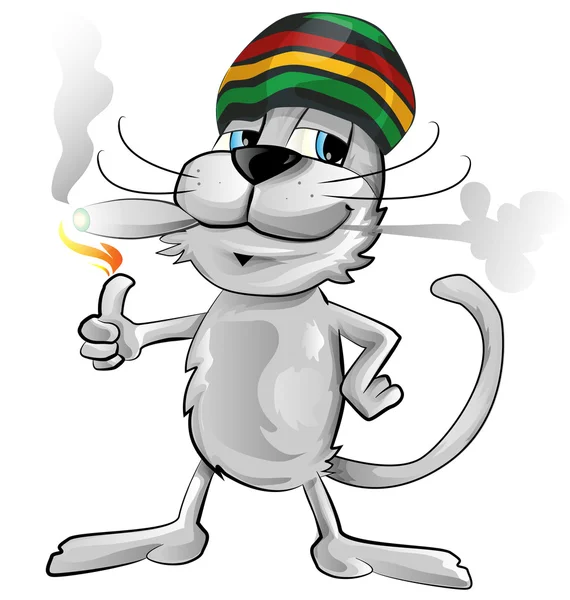 Amusant chat jamaïcain isolé sur fond blanc — Image vectorielle