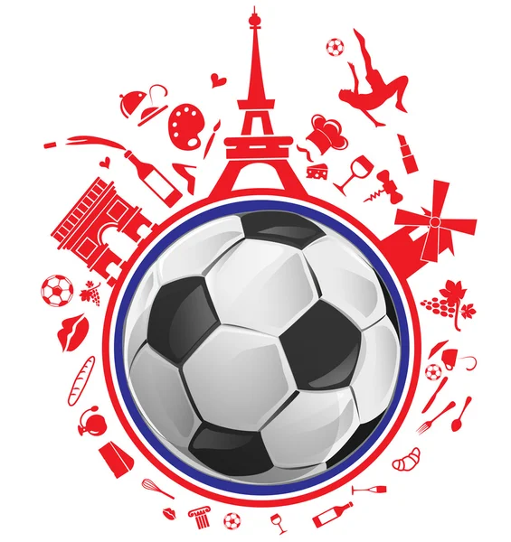 Voetbal met symbool van Frankrijk — Stockvector