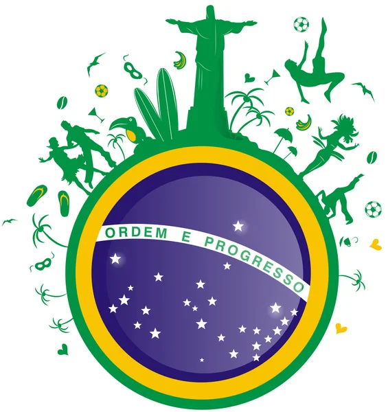 Brasil fundo com bandeira e símbolo — Vetor de Stock