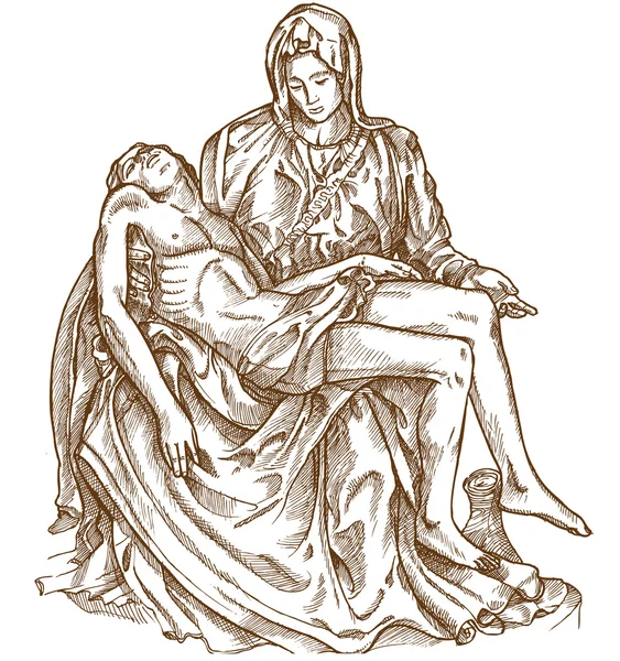 白色背景上的米开朗琪罗的圣母怜子图雕像 — 图库矢量图片