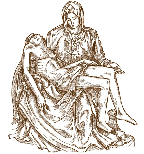 Michelangelo'nun Pieta heykeli beyaz arka plan üzerinde