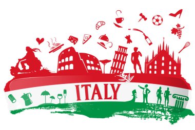 italian background with silhouette symbol set clipart