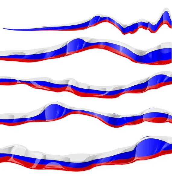 Rusland vlag collectie horizontale op witte achtergrond — Stockvector