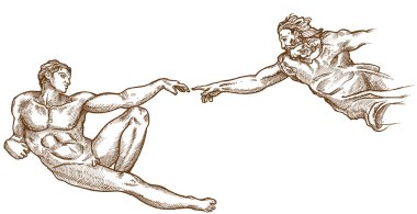 Creation of Adam hand drawn on white background clipart