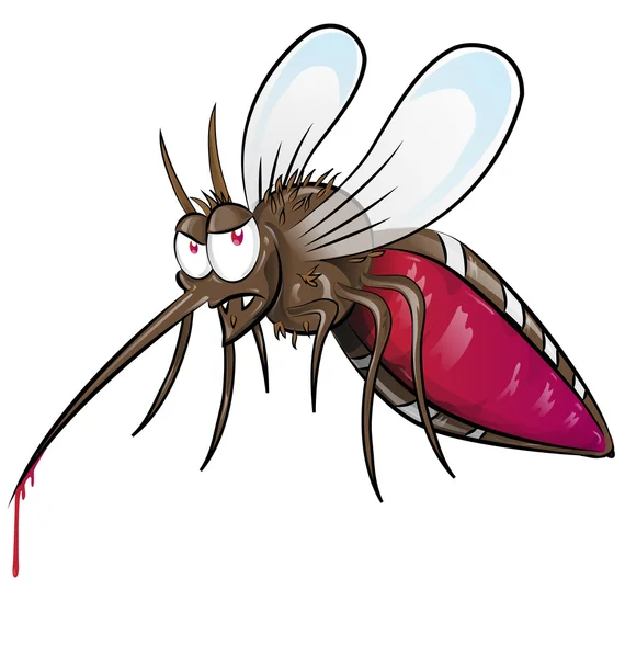 Komár kreslený izolovaných na bílém pozadí — Stockový vektor