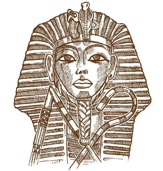 tutankhamon mask hand drawn