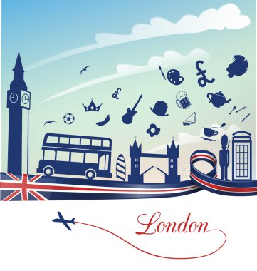 Londra arka plan bayrak ve sembol seti ile