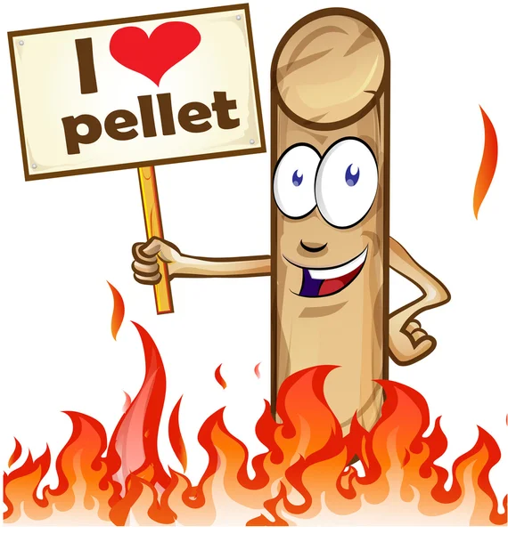 Pellet cartoon met bord op witte achtergrond — Stockvector