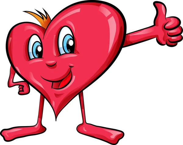 Heart cartoon with  thumbs up — Stock Vector