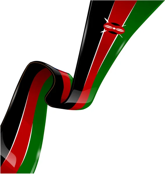 Kenya Ribbon Flagge auf weißem Hintergrund — Stockvektor