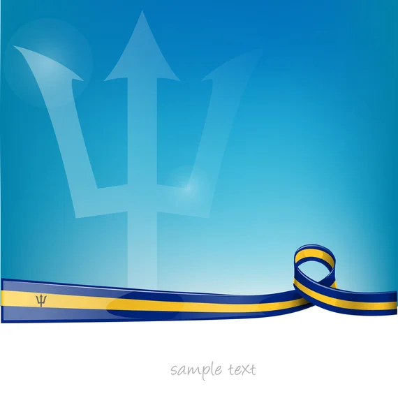 Barbados ribbon flag on blue sky background — Stock Vector