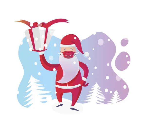 Santa Claus Medical Mask Christmas Background Vector Illustration — Stock Vector