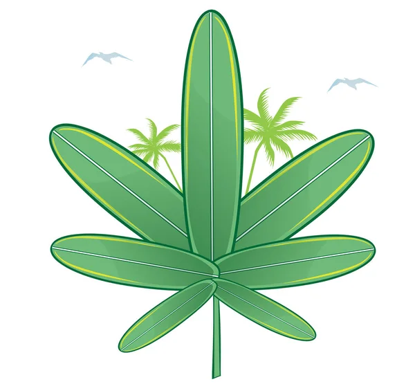 Medical Marijuana Surfboard Isolado Fundo Branco — Vetor de Stock