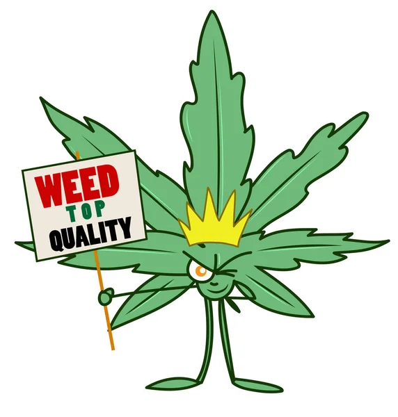 Caricatura Marihuana Con Signo Publicitario — Vector de stock